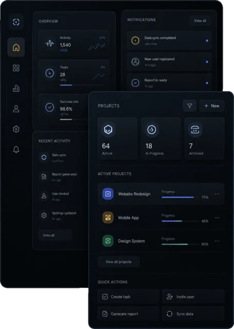 App dashboard interface